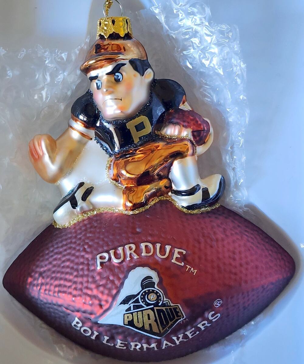 Purdue Boilermakers Team Spirit Glass Ornament Purdue Pete Mascot Vintage NCAA
